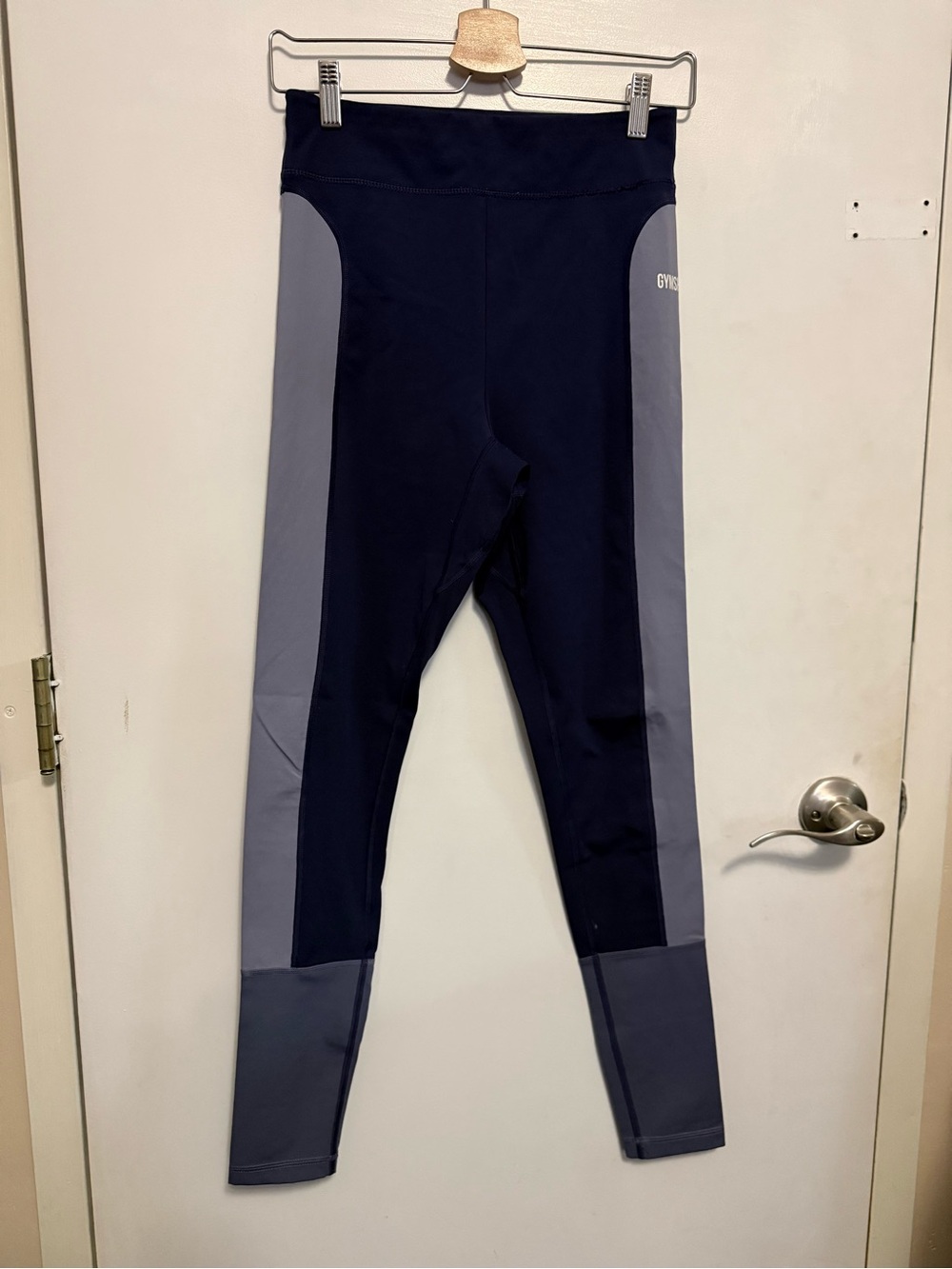 Gymshark Navy and Gray Colorblock Leggings